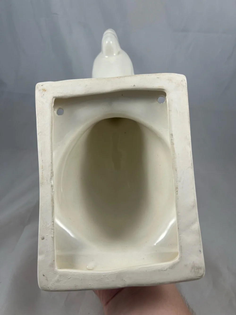 Vintage Ceramic White Rooster Chicken Wall Decor Towel Apron Hanger Farmhouse